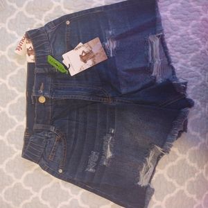 Super high rise women's dark blue jean shorts 3/26